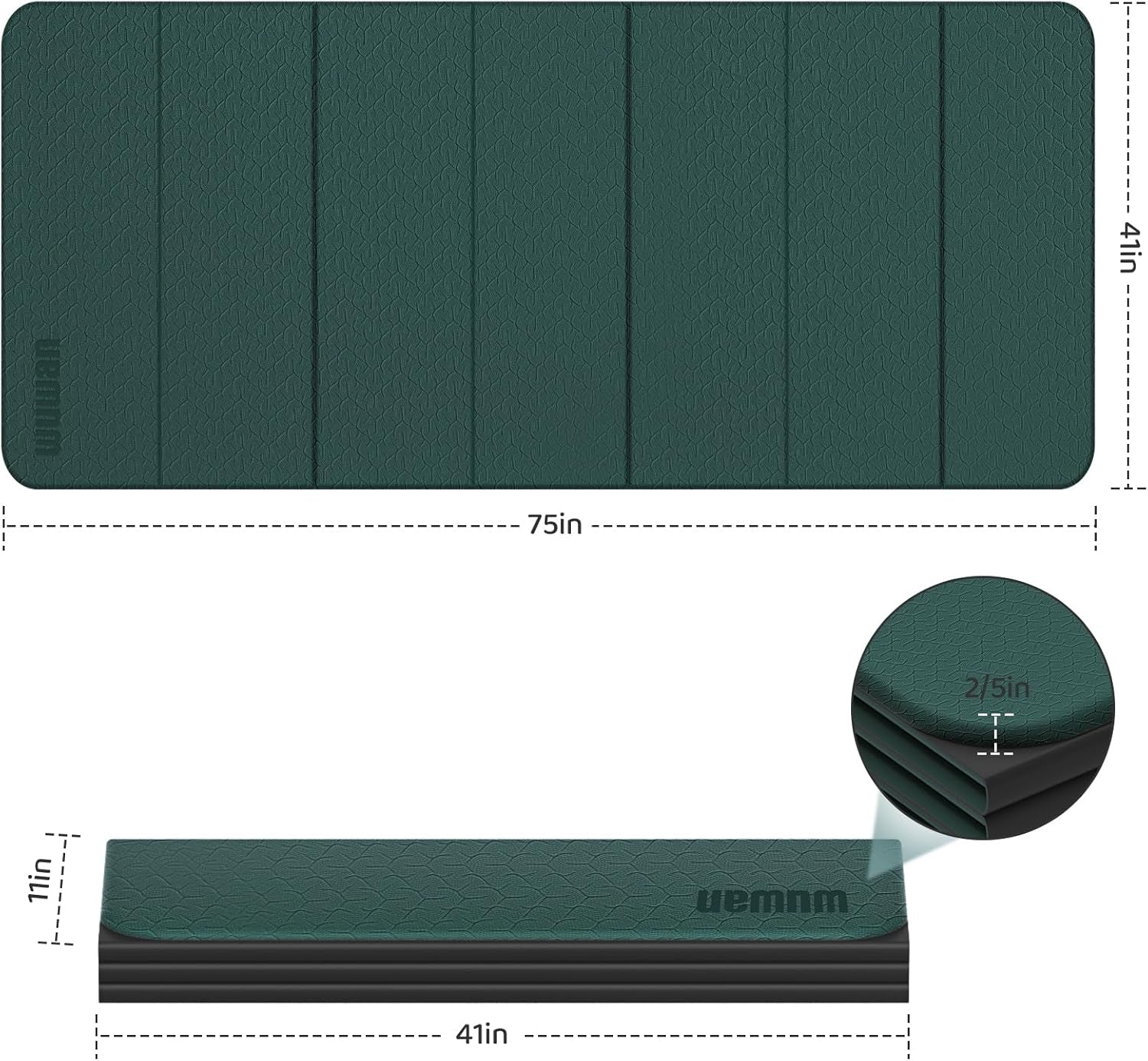 Foldable TPE Yoga Mat Thick 10Mm,75" X40"Extra Large Exercise Mats | Stretch Mat Non-Slip Fitness Folding Mat Easy to Carry,Wide Gym Mats for Women Men Suitable for Home Workout Travel Pilates