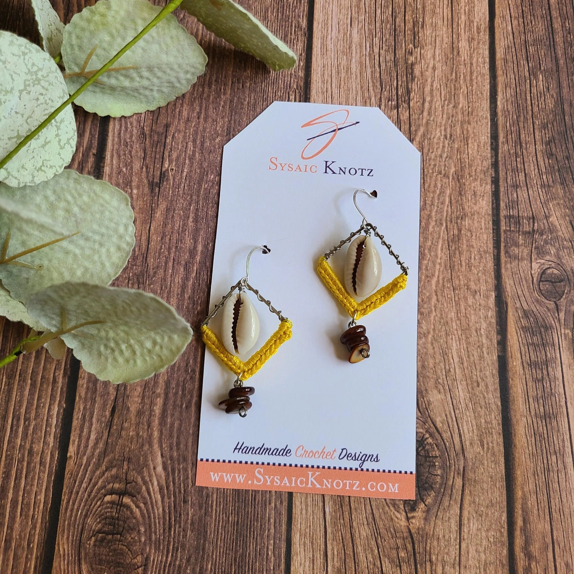 Earthy Cowrie Shell Dangle Earrings