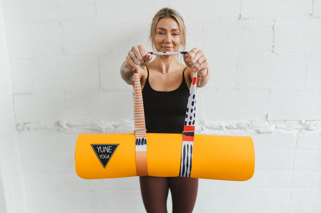 Leo Yoga Strap – Yellow Stretching Strap w/ Metal Buckles | Yune Yoga
